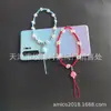 Nueva cadena de móvil bohemia colorida de cuentas de arroz y cristal, colgante de cuerda, cadena de móvil con letra personalizada