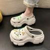 Zapatos de Plataforma para Mujer para Verano para Exterior Aumentadores de Altura 2023 Nuevos Famosos en Internet Playa Antideslizantes Sandalias y Pantuflas de Punta Muffin
