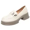 Mocasines para Mujer 2026 Zapatos Populares para Mujer Elegantes Versátiles Primavera y Otoño Estilo Británico Zapatos Pequeños de Cuero Suela Gruesa Zapatos JK Individuales para Mujer