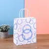 Estoque Pronto Sacolas de Papel Coloridas para Presente Publicitário Sacolas de Papel Kraft com Bolinhas Doces Sacolas de Compras Versáteis com Padrão Diagonal Atacado