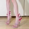 Sandalias de Hada con Tira Única y Flores de Pedrería para Mujer, Nuevo Diseño de Nicho Primavera/Verano 2026 Tacones Altos de Envoltura en Forma de Serpiente