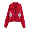 Venta al por mayor transfronteriza Verano 2025 Nuevo estilo europeo y americano para mujer Falda corta con dobladillo de estilo Jacquard con tiras Cardigan de punto