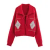 Cárdigan de Punto con Solapa Acolchada y Cordones Estilo Retro Coreano para Mujer en Otoño e Invierno Suelto y Elegante Versátil Prendas Superiores Chaquetas Suéter