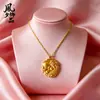 Pingente Pixiu Banhado a Ouro Novo Estilo com Design que Atrai Boa Sorte, Estilo Levemente Luxuoso, Joia de Colar Trançado para o Ano de Nascimento