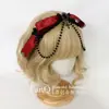 FanQ Acessório de Cabeça Lolita Aristocrático Gótico Francês Retrô Fita KC com Laço Preto e Vermelho Acessórios de Cabelo Y2K