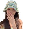 Designer de cor mista tecido chapéu de pescador feminino verão oco respirável balde chapéu elegante all-match bacia chapéu proteção solar guarda-sol
