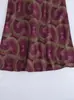 ZA comércio exterior estilo europeu e americano feminino novo temperamento estampa textura de seda versátil elegante vestido midi vestido de manga comprida