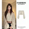 Camisa retro única y hermosa de lunares sin hombros y manga larga para mujer, top corto elegante de verano ajustado a la cintura sin hombros