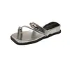 Sandalias de verano slip-on de tacón de cuña y suela gruesa, estilo francés, nuevas sandalias 2026, sandalias plateadas para mujer, sandalias romanas