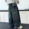 Calça Jeans Curva Masculina para Primavera e Outono Estilo Coreano Infantil Estilosa Cool Solta Casual Calça de Bebê Comércio Exterior