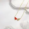 Colar de Couro de Abóbora Dupla Esmaltada Kirin Vermelho de Alta Qualidade para Mulheres com Diamantes Inteiros, Pingente de Abóbora da Fortuna e Prosperidade, Corrente de Clavícula com Design de Nicho
