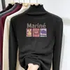Top estiloso de outono para meninas, de veludo alemão dupla face, com babados, camada base, gola alta discreta, para crianças mais velhas, peça externa casual e quente