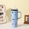 Nuevo vaso de pajita para coche de gran capacidad, vaso térmico de acero inoxidable 316 para doble bebida, vaso de hielo portátil y elegante para exteriores