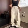 Moda Casual Cargo Bolso Slimming Cintura Alta Perna Reta Calça Longa Cover-Up Redutora de Idade Outono 2025