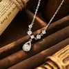 Collar de Lágrimas de Sirena de Plata de Ley S925 para Mujer, Cadena para Clavícula de Lujo Ligero y de Gama Alta, Estilo Francés Viento Suave Colgante de Gota de Agua Venta al por Mayor