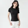Conjunto de camiseta deportiva de manga corta para mujer, secado rápido, corte ajustado, para yoga, running, Pilates y entrenamiento de fitness