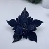 Flores de Natal personalizadas pelo fabricante, vendidas em alta no mercado transfronteiriço, decorações de Natal azuis, arranjos florais para árvores de Natal, flores de Natal