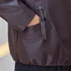 Jaqueta de Couro Feminina de Lapela Curta para Mulheres de Meia-idade Peça Externa Feminina Primavera Outono Nova Sensação de Alto Padrão Roupa para Mãe Lapela Tamanho Plus Jaqueta de Couro