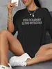 Camiseta Estampada con Texto Ruso 100% Algodón Puro Manga Corta para Mujer Casual Holgada Cuello Redondo