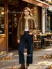Venta caliente de AliExpress al por mayor transfronterizo 2026 nuevo estilo cuello alto textura de terciopelo estilo palacio retro chaqueta con botones