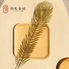 Suministros del Fabricante Decoración Navideña Polvo Dorado Plantas Simuladas, Hojas de Cola de Pavo Real Grandes, Adornos Enchufables para Disparos