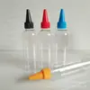 Lugar de fábrica 80 100 120ml botella de aceite boca puntiaguda botella de pintura de arena botella de plástico transparente para mascotas botella pintada de pintura