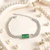 Oferta Especial Nueva Pulsera de Acero Titanio con Zirconia Conservadora de Color para Mujer con Colgante de Gema Gota de Agua Colorida y Lujosa Joyería de Números Romanos