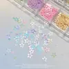Decoración de Arte de Uñas con Lentejuelas de Estrella Hueca, Famoso en Internet Brillante Mini Ultra-Delgado Color Macarrón Pentagrama Brillo para Uñas