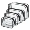 Bolsa de Tocador de Viaje Juego de Cuatro Piezas, Bolsa Cosmética Transparente de PVC Engrosado, Bolsa de Almacenamiento con Cremallera de Gran Capacidad Impermeable y a Prueba de Polvo