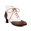 Botas Martin versátiles de gran tamaño para otoño e invierno, botines de cuero con cordones, punta redonda, suela de goma, antideslizantes, con bloques de color, tacón alto grueso