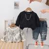 Comercio Exterior al por Mayor Ropa Infantil Primavera Nueva Sudadera Cuello Redondo Manga Larga Tie-Dye Elegante Versátil Conjunto de Dos Piezas con Jeans