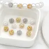 Cor Dourada 18K Zircônia Micro-Pavimentada que Preserva a Cor Contas Espaçadoras de Barril Cheias de Diamante Joias DIY Pulseira Colar Material para Miçangas C45