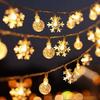 Luzes LED Cuidadosamente Selecionadas, Luzes Decorativas de Bola de Bolhas de Floco de Neve, Luzes de Fio Estreladas, Luzes de Ambiente, Luzes Solares USB Modernas, Branco Quente