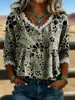 2026 Nova Camiseta Estampada Transfronteiriça com Decote V Renda Top Elegante para Trabalho Casual Feminino Verão