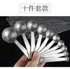 Juego de 5 cucharas medidoras de acero inoxidable 304 Herramientas para hornear Cuchara medidora de cocina para hornear Cuchara pesadora para café y leche en polvo para el hogar