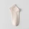 Meias de Seda Femininas, Comprimento Médio-Curto, Frescas e Respiráveis para Primavera e Verão, Meias Finas de Algodão Cor Sólida, Meias Sem Costura Antiderrapantes para Mulheres