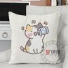 Almohada con patrón lindo de dibujos animados de gato pintada a mano, almohada moderna minimalista para decoración del hogar, almohada cuadrada para respaldo de coche