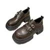 Zapatos de cuero retro para mujer con plataforma gruesa para aumentar la altura, nuevos mocasines de plataforma otoño 2026, zapatos de cuero versátiles estilo británico