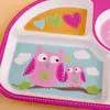 Set de vajilla de fibra de bambú para bebé, comida complementaria, forma de animal de dibujos animados linda, plato separado, tenedor, cuchara, cuenco para comer bebé