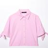 Z Transfronterizo 2025 Primavera y Verano Nuevo Estilo Europeo y Americano Moda Femenina Casual Camisa de Solapa de Manga Corta Decorada con Lazo 3360255