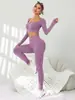 Conjunto de yoga de manga larga cepillado ajustado con control de abdomen y efecto levantamiento de glúteos, shorts deportivos para correr al aire libre 3101 conjunto de shorts de yoga