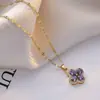 Collar para Mujer, Estilo Coreano y Japonés, Flor de Flor de Cuatro Hojas con Colgante de Circonia, Moda de Nicho, Nuevo Diseño, Elegante Cadena para Clavícula