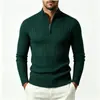 Comércio exterior outono e inverno europeu e americano suéter de malha casual canelado com meio zíper e gola alta masculina quente plus size suéter masculino espessado