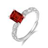 Anillo de Cristal para Mujer, Anillo de Piedra Natural Biselado Rectangular de 5.7, Plata de Ley 925, Lujo Ligero, Sensación de Alta Gama, Joyería de Mano, Exclusivamente para Ventas Transfronterizas