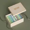 Caixa de presente de luxo tipo céu e terra personalizada para cosméticos papel kraft à prova d'água lótus branco caixa de presente de livro logotipo personalizado