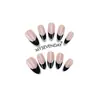 Puntas de Uñas de Comercio Exterior de Alta Calidad en Color Té con Leche Nude, Borde Francés Negro Puro Minimalista, Uñas Portátiles Hechas a Mano que Mejoran el Cutis, Pegatinas para Uñas Postizas