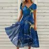 Transfronteiriço 2022 transfronteiriço Europa e Estados Unidos verão novo feminino vestido urbano lazer moda malha costura feminino