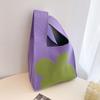 Bolsa de mão estilo coreano, bolsa de elogios com design de flores frescas, de malha, para todos os tipos de uso, casual, para caminhada, para bebês, portátil para o trabalho