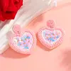 Pendientes de Borla con Diseño Simple de Amor de Cuentas de Arroz Hechos a Mano para el Día de San Valentín Transfronterizos Europeos y Americanos Letras Flores Pendientes Lindos