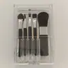 Conjunto de 5 Pincéis de Maquiagem Caixa Espelhada, Pincel de Maquiagem Portátil, Pincel para Blush, Pincel para Pó, Pincel para Sombra, Pincel para Lábios, Ferramenta de Beleza